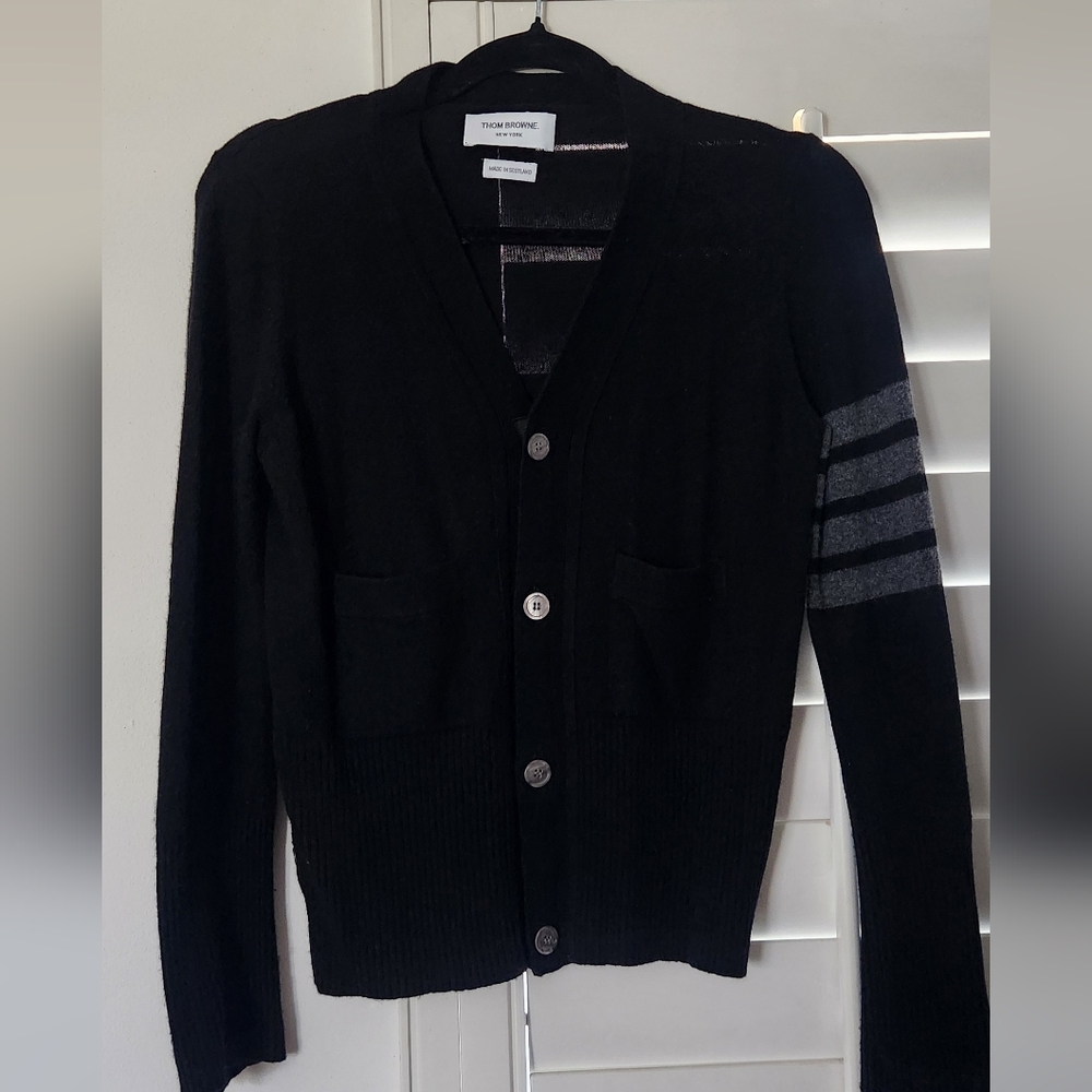 Thom Browne black cashmere cardigan